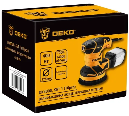 Эксцентриковая шлифмашина Deko DK400G 400Вт (085-1056) Эксцентриковая шлифмашина Deko DK400G 400Вт (085-1056)