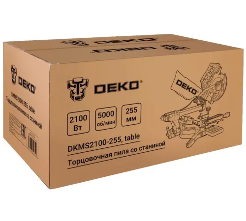 Торцовочная пила Deko DKMS2100-255 2200Вт 4500об/мин d=255мм Торцовочная пила Deko DKMS2100-255 2200Вт 4500об/мин d=255мм