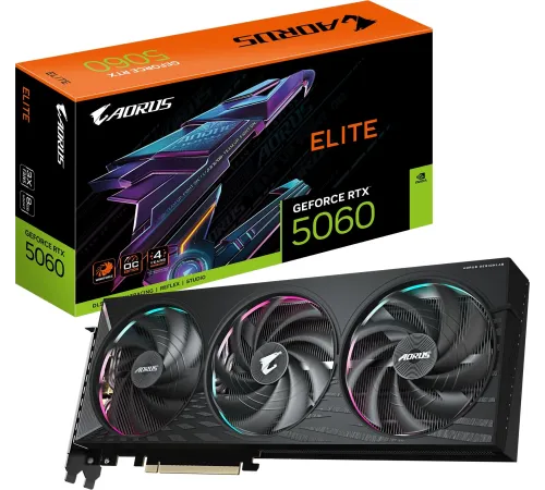 Видеокарта Gigabyte PCI-E 5.0 GV-N5060AORUS E-8GD 1.0 NVIDIA GeForce RTX 5060 8Gb 128bit GDDR7 3840/28000 HDMIx1 DPx3 HDCP Ret