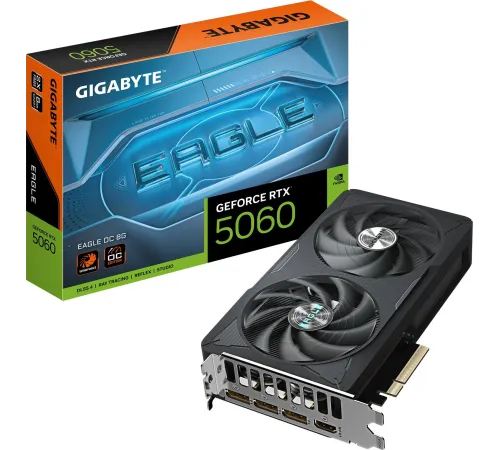 Видеокарта Gigabyte PCI-E 5.0 GV-N5060EAGLE OC-8GD 1.0 NVIDIA GeForce RTX 5060 8Gb 128bit GDDR7 3840/28000 HDMIx1 DPx3 HDCP Ret