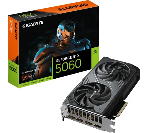 Видеокарта Gigabyte PCI-E 5.0 GV-N5060WF2OC-8GD 1.0 NVIDIA GeForce RTX 5060 8Gb 128bit GDDR7 3840/28000 HDMIx1 DPx3 HDCP Ret