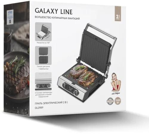 Электрогриль Galaxy Line GL2984 2200Вт серебристый