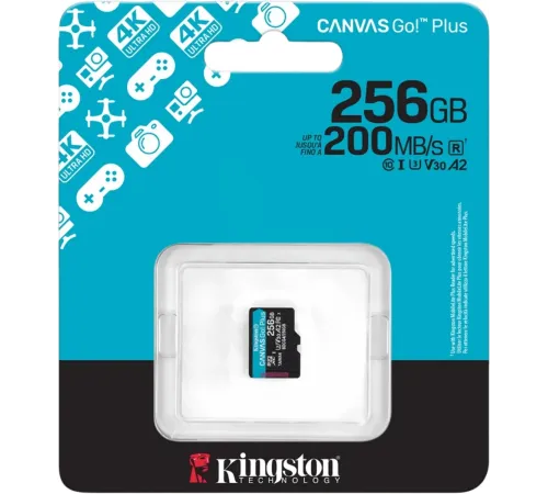 Флеш карта microSDXC 256GB Kingston SDCG4/256GBSP Canvas Go! Plus V10 A2 w/o adapter