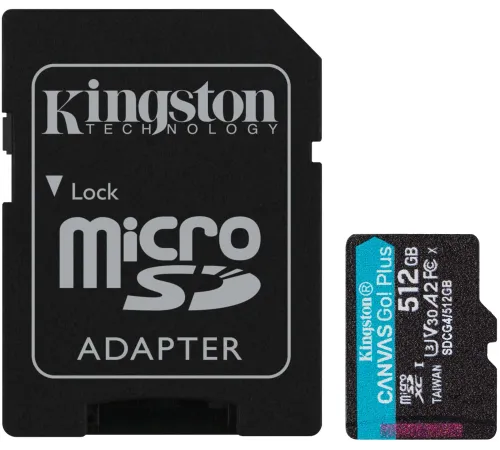Флеш карта microSDXC 512GB Kingston SDCG4/512GB Canvas Go! Plus V10 A2 + adapter