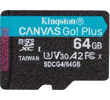 Флеш карта microSDXC 64GB Kingston SDCG4/64GBSP Canvas Go! Plus V30 A2 w/o adapter