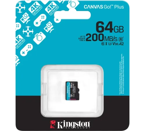 Флеш карта microSDXC 64GB Kingston SDCG4/64GBSP Canvas Go! Plus V30 A2 w/o adapter