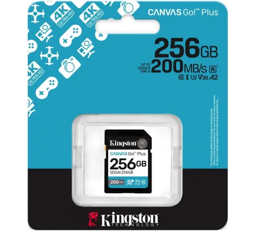 Флеш карта SDXC 256GB Kingston SDG4/256GB Canvas Go! Plus V30 + adapter