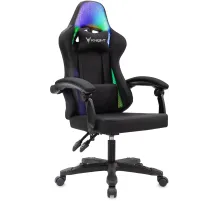 Кресло игровое Knight Wolf RGB черный крестов. пластик