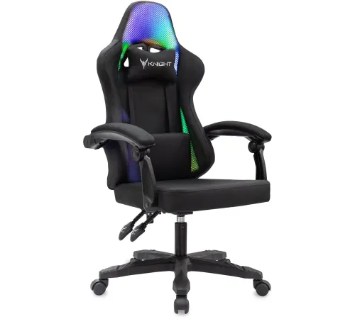 Кресло игровое Knight Wolf RGB черный крестов. пластик