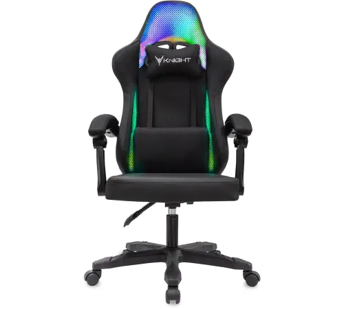 Кресло игровое Knight Wolf RGB черный крестов. пластик