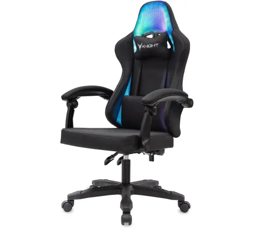 Кресло игровое Knight Wolf RGB черный крестов. пластик