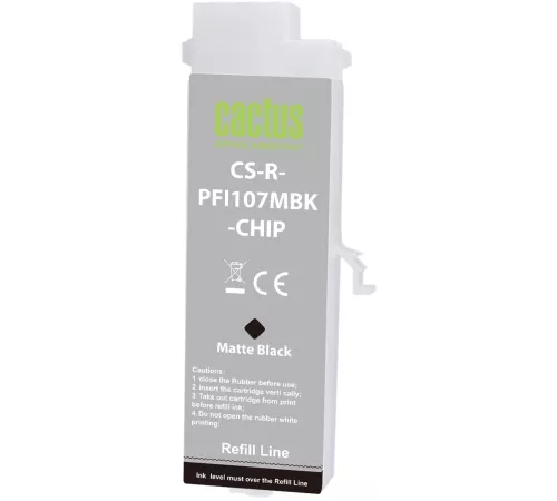 Картридж перезаправляемый струйный Cactus CS-R-PFI107MBK-CHIP (260мл) для Canon imageProGRAF iPF670/680/685/770/780/785 с чипом