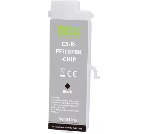 Картридж перезаправляемый струйный Cactus CS-R-PFI107BK-CHIP (260мл) для Canon imageProGRAF iPF670/680/685/770/780/785 с чипом