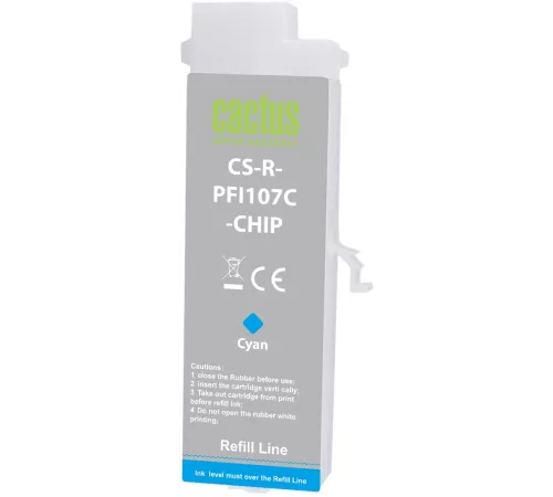 Картридж перезаправляемый струйный Cactus CS-R-PFI107C-CHIP голубой для Canon imageProGRAF iPF670/680/685/770/780/785