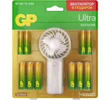 Батарея GP Ultra 15AU/24AU/FANWETA21-2CRSBC24 AA/AAA (промо:Вентилятор в подарок) (24шт) блистер