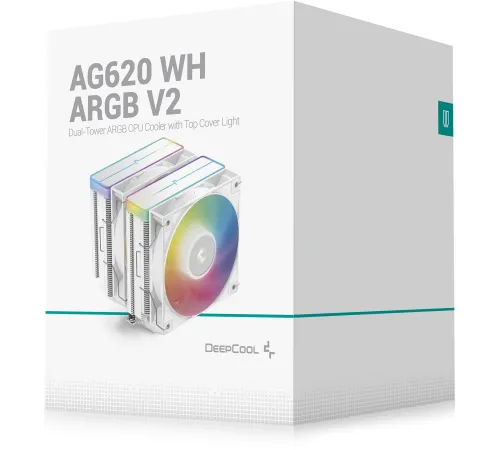 Вентилятор для процессора Deepсool AG620 ARGB V2 WH (Soc 1700/115X/1200/1851/AM5/AM4, 120mm, 1950rpm, 29.4 дБ, 260W, PWM 4-pin, Al+Cu) (R-AG6