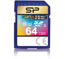 Флеш карта SD 64GB Silicon Power Superior Pro SDXC Class 10 UHS-I U3 90/80 Mb/s