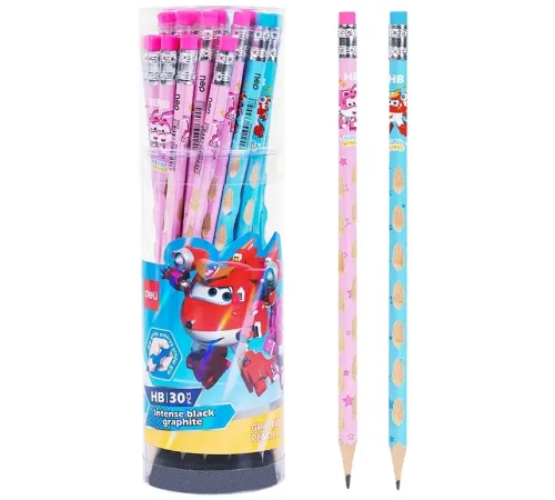 Карандаш ч/г Deli EC055-HB 2.2мм HB шестигран. липа ассорти ластик