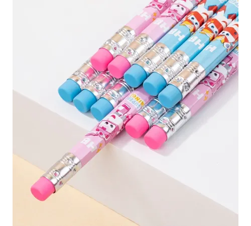 Карандаш ч/г Deli EC055-HB 2.2мм HB шестигран. липа ассорти ластик