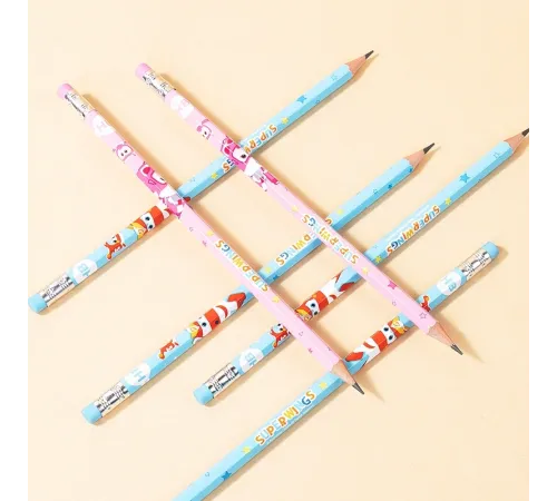 Карандаш ч/г Deli EC058-HB 2.2мм шестигран. тополь ассорти ластик