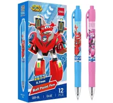 Ручка шариков. автоматическая Deli Super Wings (EQ61-BL) ассорти d=0.7мм син. черн. 1стерж. пулевидный пиш. наконечник кругл. резин. манжета чернила пониженной вязкости