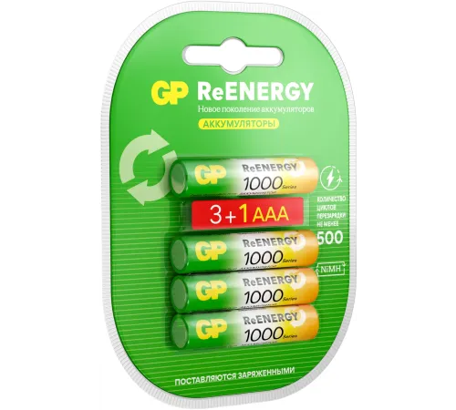 Аккумулятор GP 100AAAHC3/1RGY-2CRCB4 40/400 AAA NiMH 1000mAh (4шт) блистер Аккумулятор GP 100AAAHC3/1RGY-2CRCB4 40/400 AAA NiMH 1000mAh (4шт) блистер