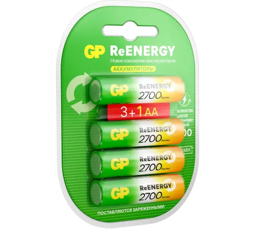 Аккумулятор GP 270AAHC3/1RGY-2CRCB4 32/320 AA NiMH 2700mAh (промо:3+1) (4шт) Аккумулятор GP 270AAHC3/1RGY-2CRCB4 32/320 AA NiMH 2700mAh (промо:3+1) (4шт)