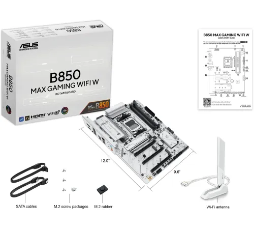 Материнская плата Asus B850 MAX GAMING WIFI W SocketAM5 AMD B850 4xDDR5 ATX AC`97 8ch(7.1) 2.5Gg RAID+HDMI+DP