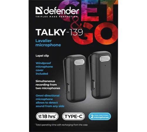 Петличный микрофон DEFENDER (64139) Talky-139 wrls, черный, кейс, 2шт Петличный микрофон DEFENDER (64139) Talky-139 wrls, черный, кейс, 2шт