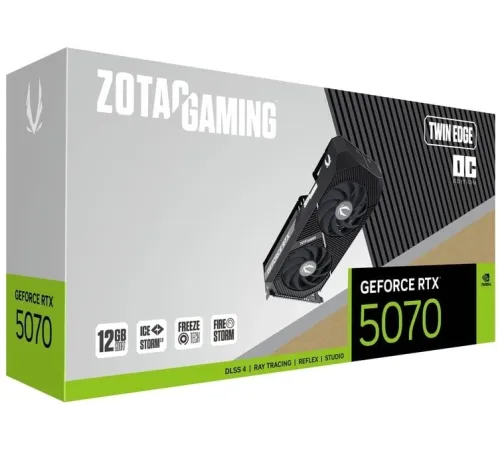 Видеокарта Zotac PCI-E 4.0 RTX 5070 TWIN EDGE OC NVIDIA GeForce RTX 5070 12Gb 192bit GDDR7 2542/28000 HDMIx1 DPx3 HDCP Ret Видеокарта Zotac PCI-E 4.0 RTX 5070 TWIN EDGE OC NVIDIA GeForce RTX 5070 12Gb 192bit GDDR7 2542/28000 HDMIx1 DPx3 HDCP Ret