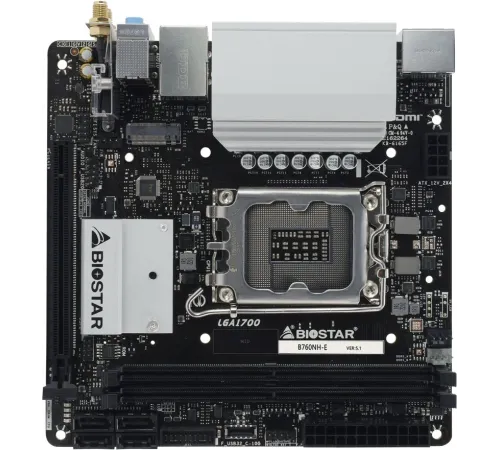Материнская плата Biostar B760NH-E Soc-1700 Intel B760 2xDDR5 mini-ITX AC`97 8ch(7.1) 2.5Gg RAID+HDMI+DP Материнская плата Biostar B760NH-E Soc-1700 Intel B760 2xDDR5 mini-ITX AC`97 8ch(7.1) 2.5Gg RAID+HDMI+DP