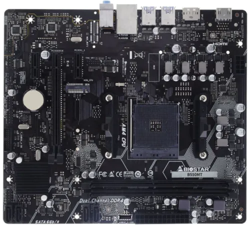 Материнская плата Biostar B550MT Soc-AM4 AMD B550 2xDDR4 mATX AC`97 8ch(7.1) GbLAN RAID+HDMI+DP