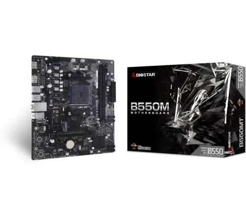 Материнская плата Biostar B550MT Soc-AM4 AMD B550 2xDDR4 mATX AC`97 8ch(7.1) GbLAN RAID+HDMI+DP