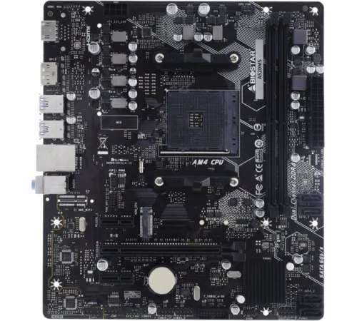 Материнская плата Biostar A520MS Soc-AM4 AMD A520 2xDDR4 mATX AC`97 8ch(7.1) GbLAN RAID+HDMI+DP