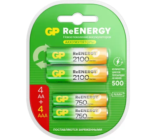 Аккумулятор GP 210AAHC АА+75AAAHC AAA NiMH 2000mAh (4шт)