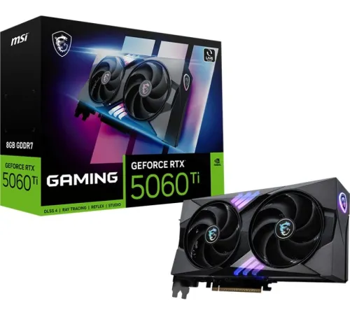 Видеокарта MSI PCI-E 5.0 RTX 5060 TI 8G GAMING NVIDIA GeForce RTX 5060TI 8Gb 128bit GDDR7 2572/28000 HDMIx1 DPx3 HDCP Ret Видеокарта MSI PCI-E 5.0 RTX 5060 TI 8G GAMING NVIDIA GeForce RTX 5060TI 8Gb 128bit GDDR7 2572/28000 HDMIx1 DPx3 HDCP Ret