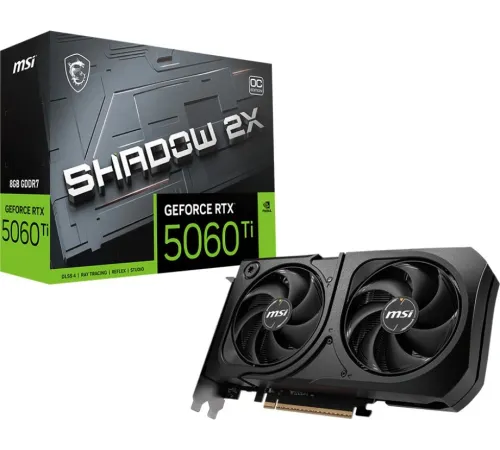 Видеокарта MSI PCI-E 5.0 RTX 5060 Ti 8G SHADOW 2X OC PLUS NVIDIA GeForce RTX 5060TI 8Gb 128bit GDDR7 2602/28000 HDMIx1 DPx3 HDCP Ret Видеокарта MSI PCI-E 5.0 RTX 5060 Ti 8G SHADOW 2X OC PLUS NVIDIA GeForce RTX 5060TI 8Gb 128bit GDDR7 2602/28000 HDMIx1 DPx3 HDCP Ret