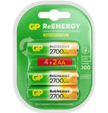 Аккумулятор GP 270AAHC4/2RGY-2CRCB6 AA NiMH 2700mAh (6шт) блистер