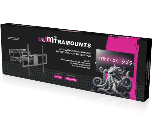 Кронштейн для телевизора Ultramounts UM969 черный 60"-120" макс.120кг настенный поворот и наклон Кронштейн для телевизора Ultramounts UM969 черный 60"-120" макс.120кг настенный поворот и наклон