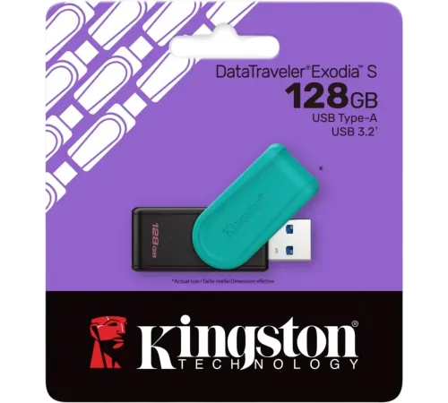 Флеш Диск Kingston 128GB DataTraveler Exodia S DTXS/128GB USB3.2 бирюзовый/черный