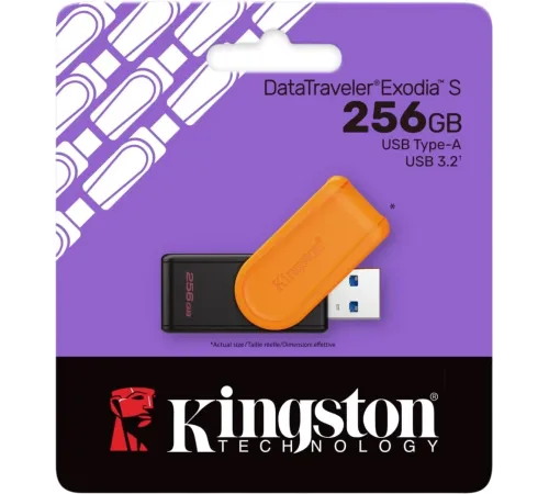 Флеш Диск Kingston 256GB DataTraveler Exodia S DTXS/256GB USB3.2 оранжевый/черный