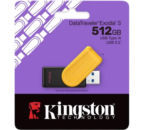 Флеш Диск Kingston 512GB DataTraveler Exodia S DTXS/512GB USB3.2 желтый/черный