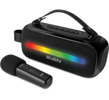 SVEN PS-255, черный (12 Вт, Bluetooth, FM, USB, караоке микрофон, 3600мА*ч)