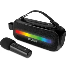 SVEN PS-255, черный (12 Вт, Bluetooth, FM, USB, караоке микрофон, 3600мА*ч)