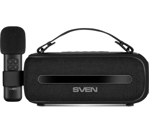 SVEN PS-255, черный (12 Вт, Bluetooth, FM, USB, караоке микрофон, 3600мА*ч)
