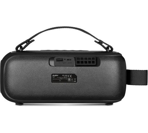 SVEN PS-255, черный (12 Вт, Bluetooth, FM, USB, караоке микрофон, 3600мА*ч)