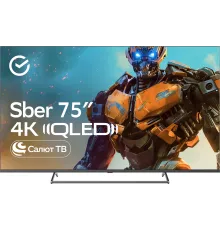 Телевизор QLED Sber 75" SDX-75UQ5231 Салют ТВ черный 4K Ultra HD 60Hz DVB-T DVB-T2 DVB-C DVB-S DVB-S2 USB WiFi Smart TV