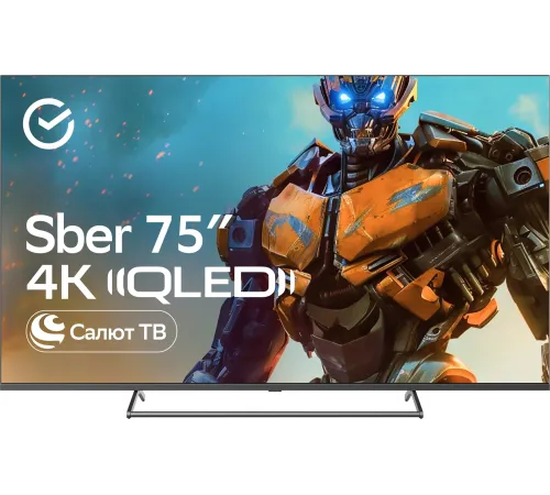 Телевизор QLED Sber 75" SDX-75UQ5231 Салют ТВ черный 4K Ultra HD 60Hz DVB-T DVB-T2 DVB-C DVB-S DVB-S2 USB WiFi Smart TV Телевизор QLED Sber 75" SDX-75UQ5231 Салют ТВ черный 4K Ultra HD 60Hz DVB-T DVB-T2 DVB-C DVB-S DVB-S2 USB WiFi Smart TV