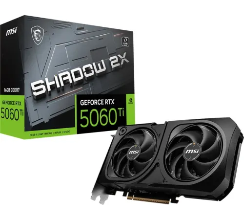 Видеокарта MSI PCI-E 5.0 RTX 5060 Ti 16G SHADOW 2X PLUS NVIDIA GeForce RTX 5060TI 16Gb 128bit GDDR7 2572/28000 HDMIx1 DPx3 HDCP Ret Видеокарта MSI PCI-E 5.0 RTX 5060 Ti 16G SHADOW 2X PLUS NVIDIA GeForce RTX 5060TI 16Gb 128bit GDDR7 2572/28000 HDMIx1 DPx3 HDCP Ret