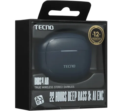 Гарнитура внутриканальные Tecno BD04 синий беспроводные bluetooth в ушной раковине (BD04 AIR MIDNIGHT BLUE)